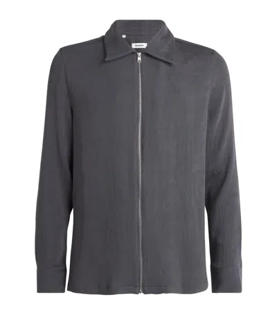 Sandro Pleated Zip-up Shirt In Fonte