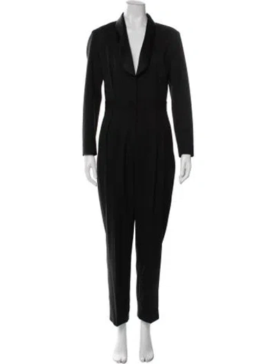 Pre-owned Sandro Plunge Neckline Jumpsuit In Black