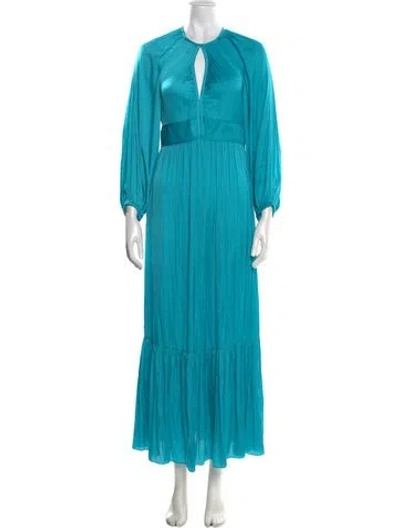 Pre-owned Sandro Plunge Neckline Long Dress In Blue