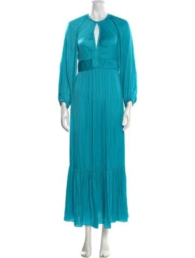 Pre-owned Sandro Plunge Neckline Long Dress W/ Tags In Blue