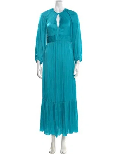 Pre-owned Sandro Plunge Neckline Long Dress W/ Tags In Blue