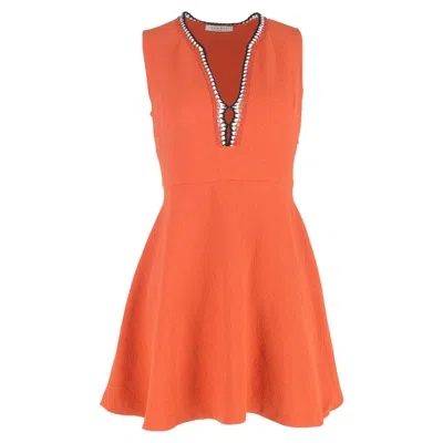 Sandro Plunge Neckline Mini Dress In Orange Polyester In Black