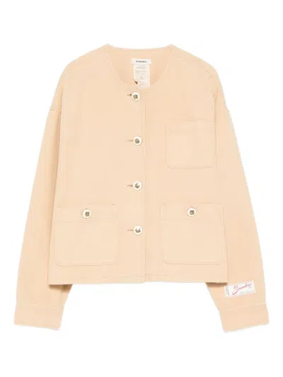 Sandro Pocket Cotton Jacket In Neutral