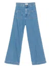 Sandro Wide Leg High Rise Jeans In Blue Jean In Blue