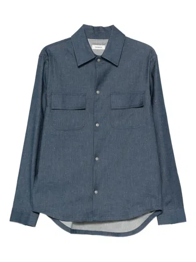 Sandro Pocket Long-sleeve Shirt In Blue
