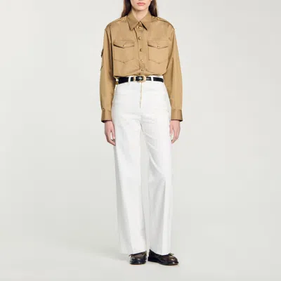 Sandro Pocket Shirt In Brown