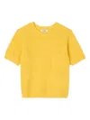 Sandro Womens Gold Yellow Logo-embroidered Short-sleeve Wool Jumper In Yellow