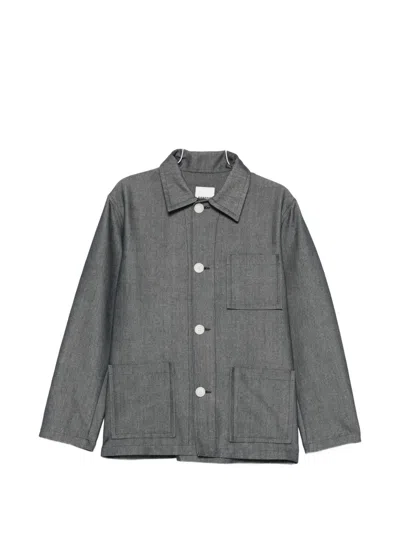 Sandro Pocketed Shirt Jacket In Gray