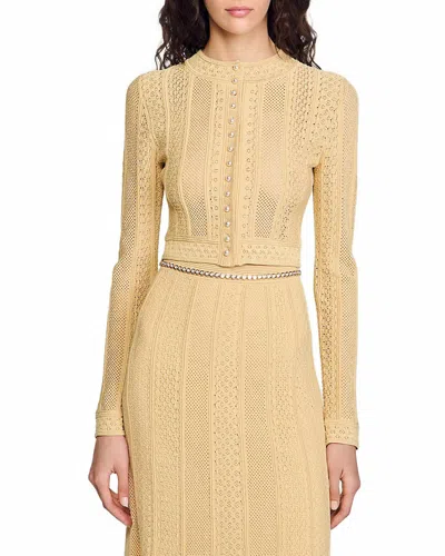 SANDRO POINTELLE KNIT CARDIGAN