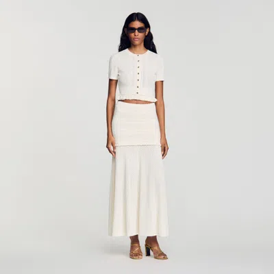 Sandro Pointelle Knit Maxi Skirt In Sand