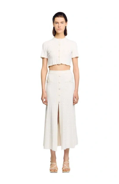 Sandro Pointelle Knit Midi Skirt