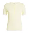 Sandro Pointelle-knit Short-sleeve Sweater In Yellow
