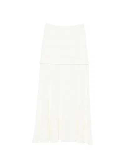 Sandro Pointelle-knit Ruffled Midi Skirt In White