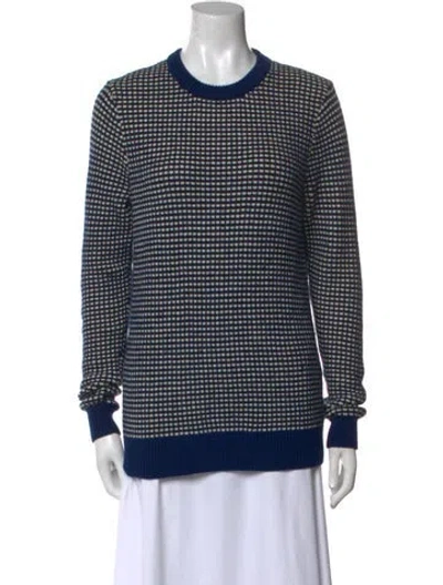 Pre-owned Sandro Polka Dot Print Crew Neck Sweater In Blue