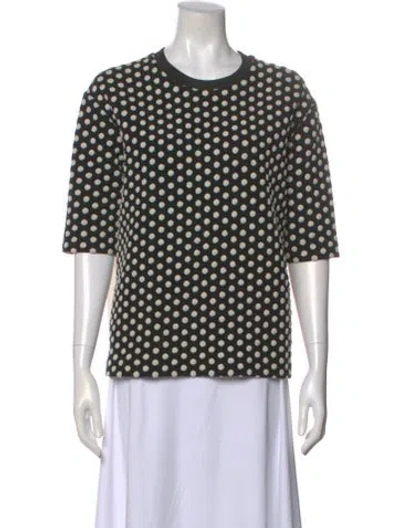 Pre-owned Sandro Polka Dot Print Crew Neck Top In Black