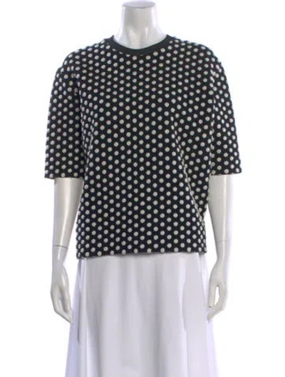 Pre-owned Sandro Polka Dot Print Crew Neck Top In Black