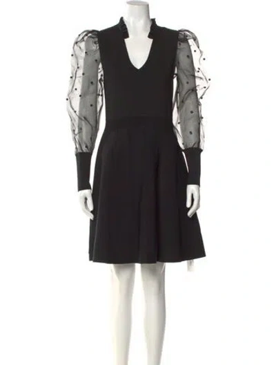 Pre-owned Sandro Polka Dot Print Knee-length Dress In Black