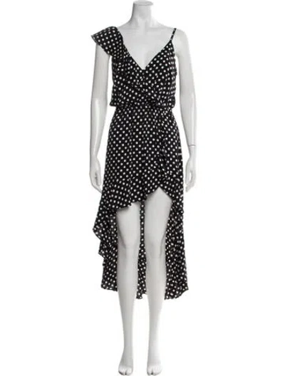 Pre-owned Sandro Polka Dot Print Long Dress In Black