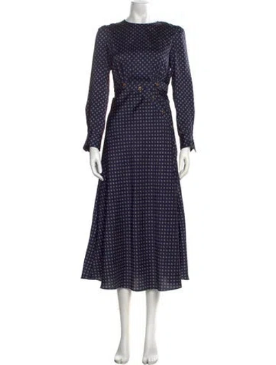 Pre-owned Sandro Polka Dot Print Long Dress In Blue