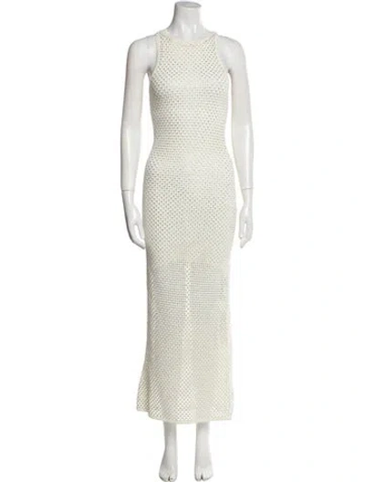 Pre-owned Sandro Polka Dot Print Long Dress In Neutral