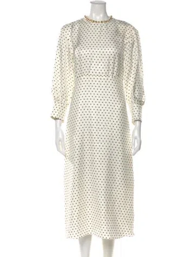 Pre-owned Sandro Polka Dot Print Long Dress W/ Tags In Neutral