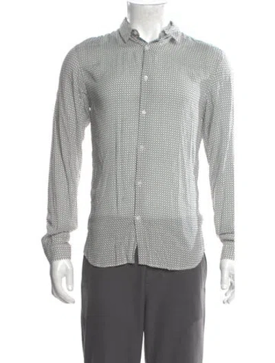 Pre-owned Sandro Polka Dot Print Long Sleeve Dress Shirt In Black