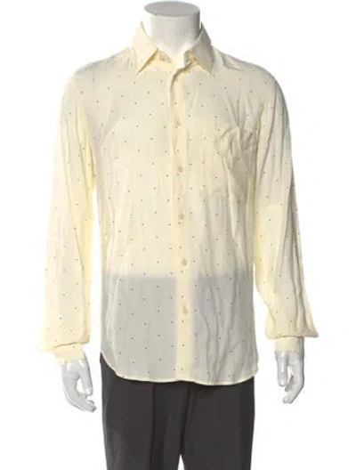Pre-owned Sandro Polka Dot Print Long Sleeve Dress Shirt In Neutral