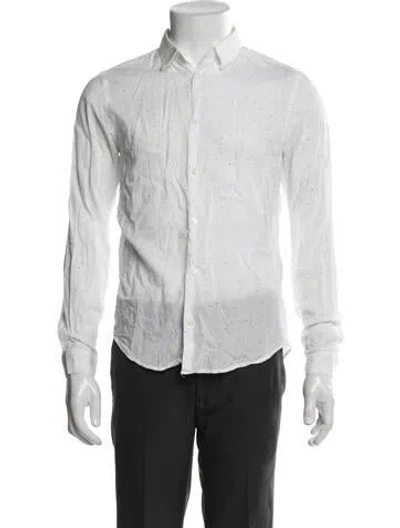 Pre-owned Sandro Polka Dot Print Long Sleeve Shirt In White