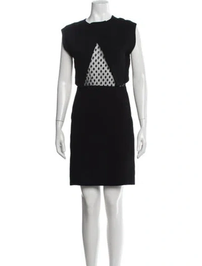 Pre-owned Sandro Polka Dot Print Mesh Accents Dress Set In Black