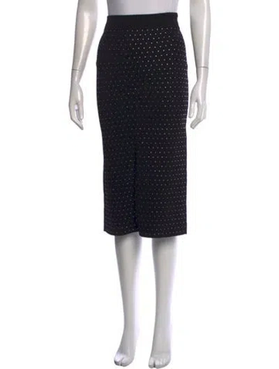 Pre-owned Sandro Polka Dot Print Midi Length Skirt In Black