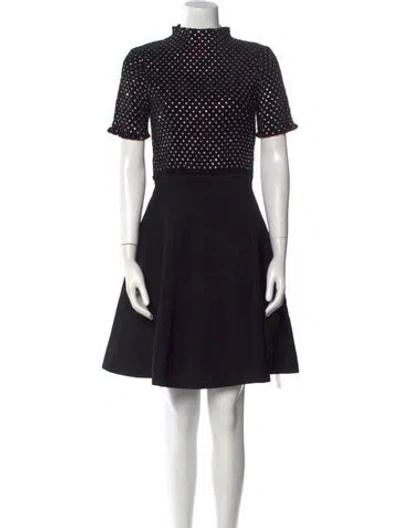 Pre-owned Sandro Polka Dot Print Mini Dress In Black