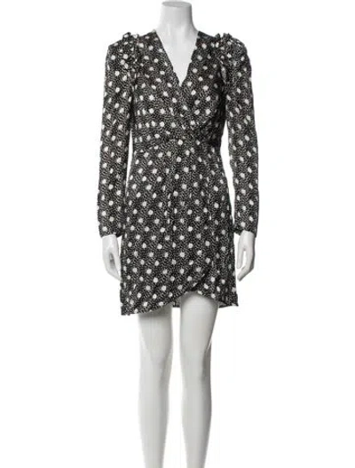 Pre-owned Sandro Polka Dot Print Mini Dress In Black