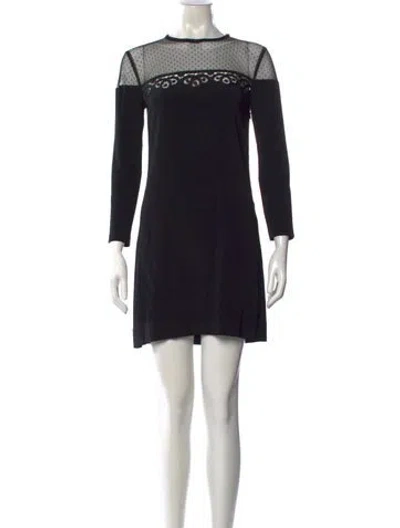 Pre-owned Sandro Polka Dot Print Mini Dress In Black