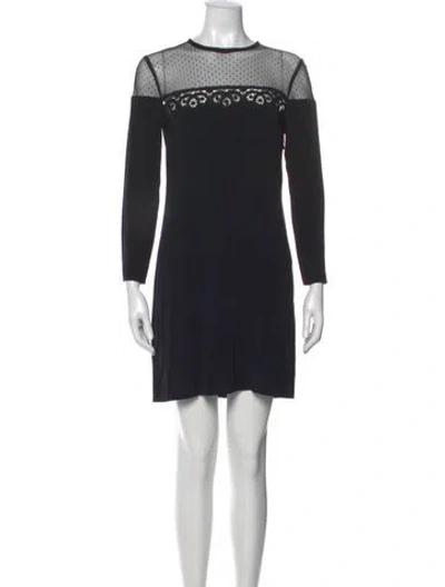 Pre-owned Sandro Polka Dot Print Mini Dress In Black