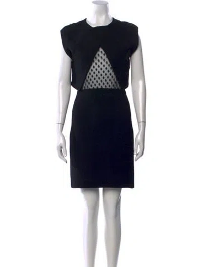 Pre-owned Sandro Polka Dot Print Mini Dress In Black