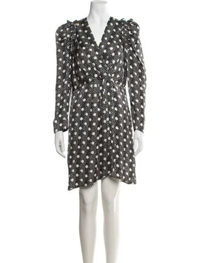Pre-owned Sandro Polka Dot Print Mini Dress In Black