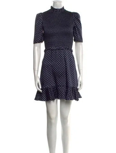 Pre-owned Sandro Polka Dot Print Mini Dress In Blue