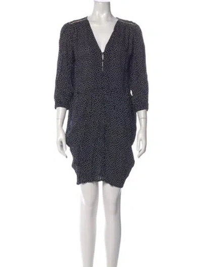 Pre-owned Sandro Polka Dot Print Mini Dress In Blue