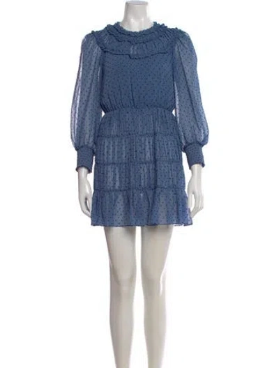 Pre-owned Sandro Polka Dot Print Mini Dress In Blue