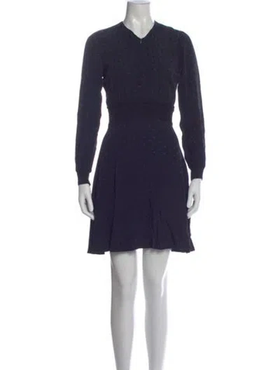 Pre-owned Sandro Polka Dot Print Mini Dress In Blue