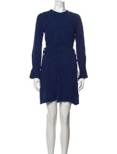 Pre-owned Sandro Polka Dot Print Mini Dress In Blue