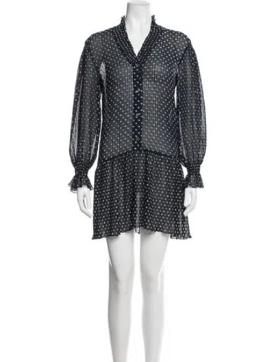 Pre-owned Sandro Polka Dot Print Mini Dress In Blue