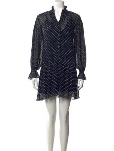 Pre-owned Sandro Polka Dot Print Mini Dress In Blue