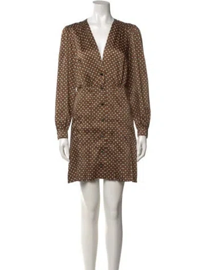 Pre-owned Sandro Polka Dot Print Mini Dress In Brown