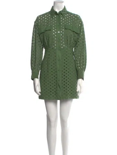 Pre-owned Sandro Polka Dot Print Mini Dress In Green