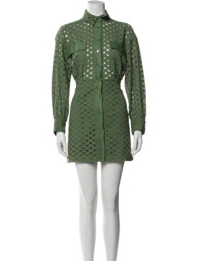 Pre-owned Sandro Polka Dot Print Mini Dress In Green