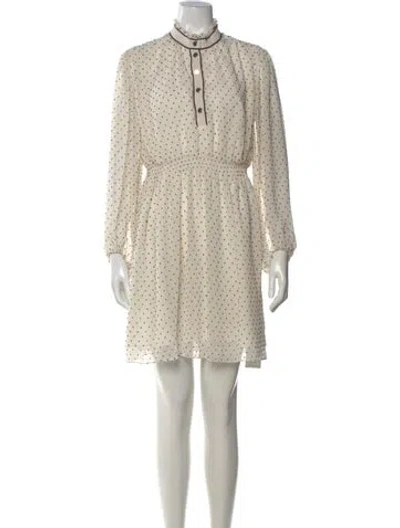 Pre-owned Sandro Polka Dot Print Mini Dress In Neutral