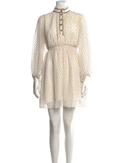 Pre-owned Sandro Polka Dot Print Mini Dress In Neutral