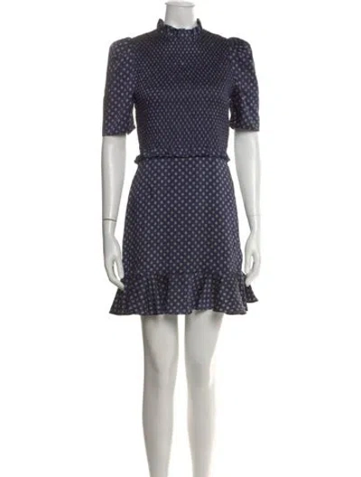Pre-owned Sandro Polka Dot Print Mini Dress W/ Tags In Blue