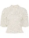 SANDRO POLKA DOT-PRINT SHIRRED BLOUSE